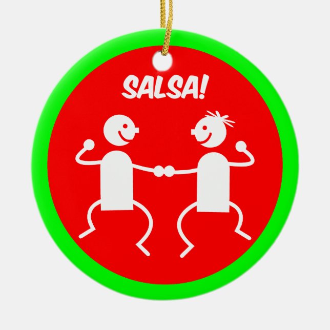 Salsa dancers ceramic tree decoration (Front)