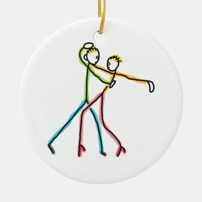 Salsa Dancing Figures Ceramic Tree Decoration (Front)