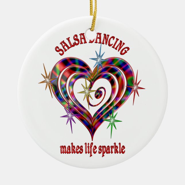 Salsa Dancing Sparkles Ceramic Tree Decoration (Front)