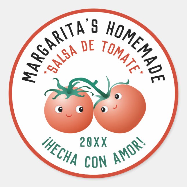 Salsa de Tomate Spanish label for homemade recipe (Front)