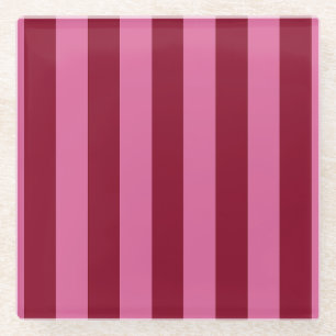 Salsa Flamingo Pink Stripe Glass Coaster