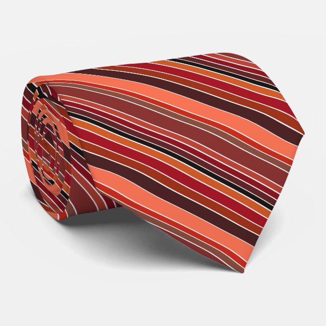 Salsa Guajillo Chile Many Shades of Red Stripes Tie (Rolled)