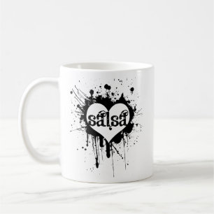 SALSA HEART DESIGN FOR ANY SALSERA OR SALSERO COFFEE MUG
