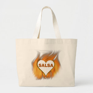 SALSA HEART ON FIRE LARGE TOTE BAG