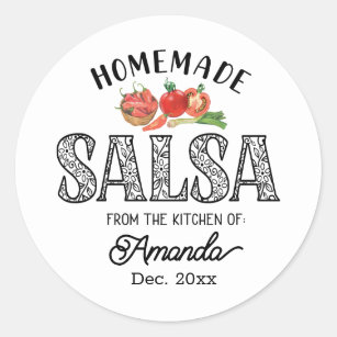 Salsa Homemade From the Kitchen of Name Jar lid Classic Round Sticker