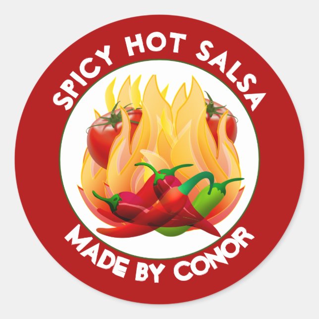 Salsa Hot Flames 3" Circle Classic Round Sticker (Front)