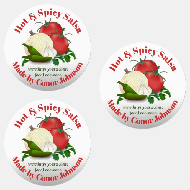 Salsa Hot & Spicy 1.5"  Circle Food Label (Group)