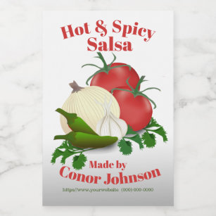 Salsa Hot & Spicy 2 x 3" Food Label
