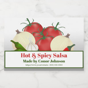 Salsa Hot & Spicy 3 x 2" Food Label