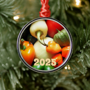 Salsa Items, Tomato, Peppers, Tomatillo, Onion Metal Tree Decoration