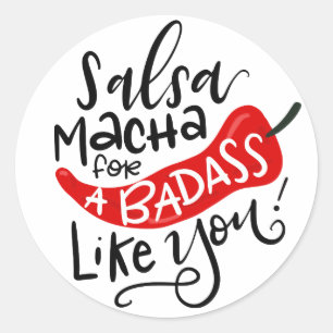 Salsa Macha Food Label, hand letttered Classic Round Sticker