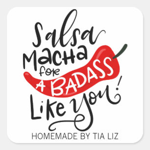 Salsa Macha hand lettered food label