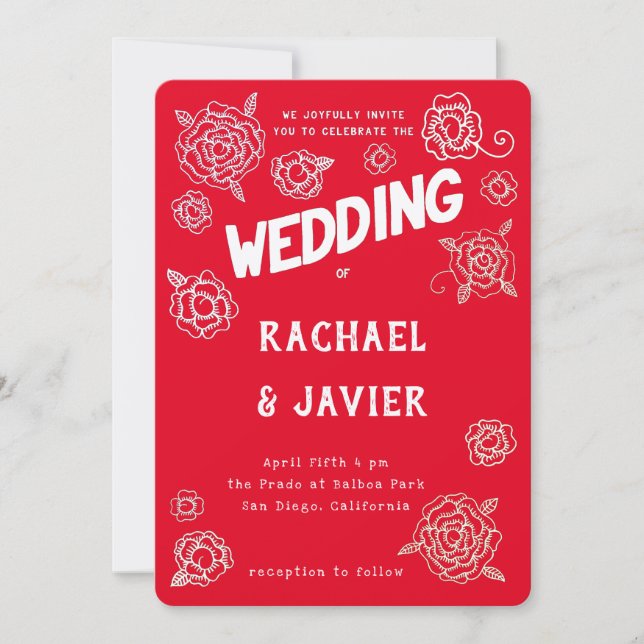Salsa Rose wedding invitation (Front)