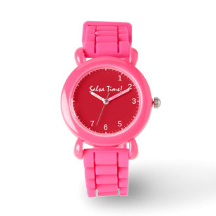 Salsa Time Clock Fun Latin Dancing Step Rhythm Red Watch