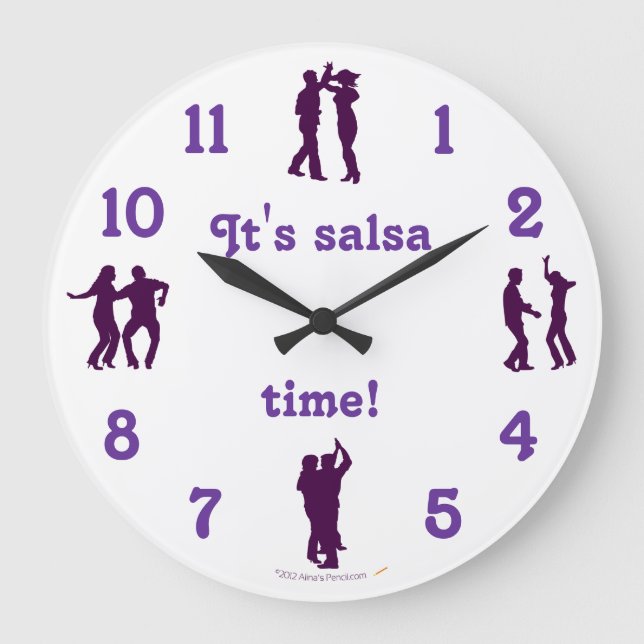 Salsa Time Dance Poses  Wall Clock With Numbers (Front)