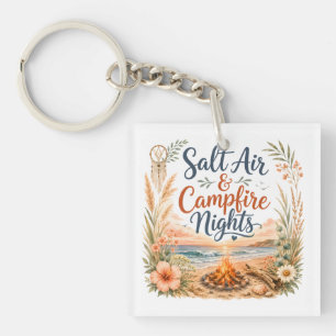 Salt Air & Campfire Nights Beach Bonfire Coastal Key Ring