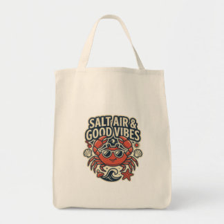 Salt Air & Good Vibes Vintage Beach Tote Bag