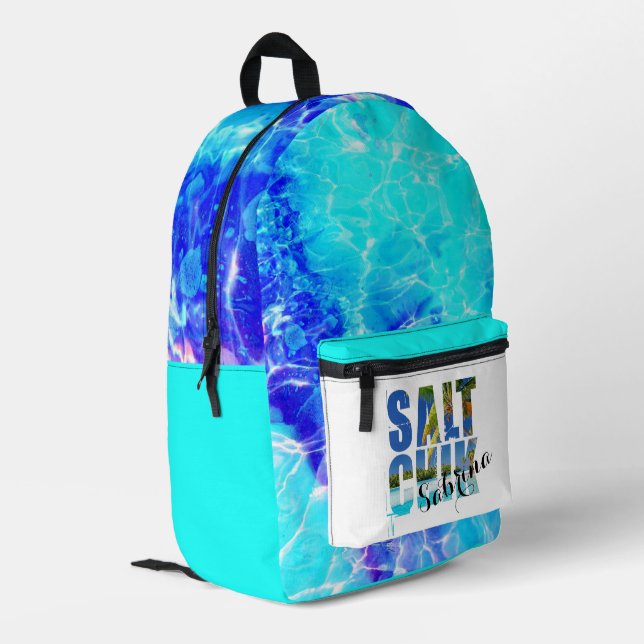 Salt Chik Beach Blue Water Personalised Backpack (Back Corner Left)