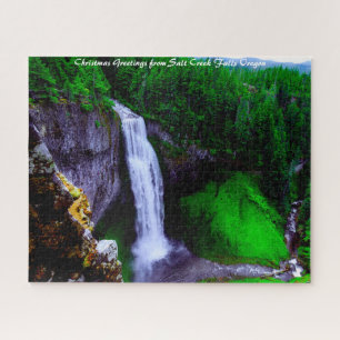 Salt Creek Falls Oregon. Christmas Greetings Jigsaw Puzzle