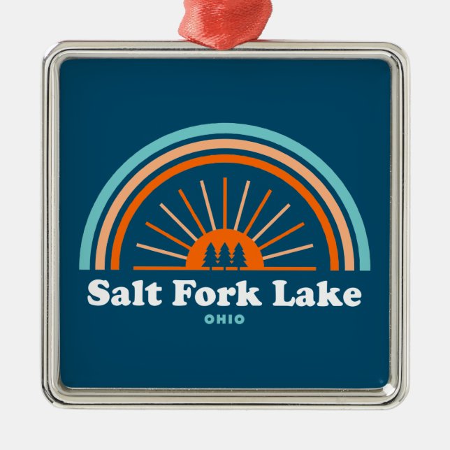 Salt Fork Lake Ohio Rainbow Metal Tree Decoration (Front)