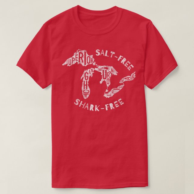 Salt Free Shark Free Great Lakes T-Shirt (Design Front)