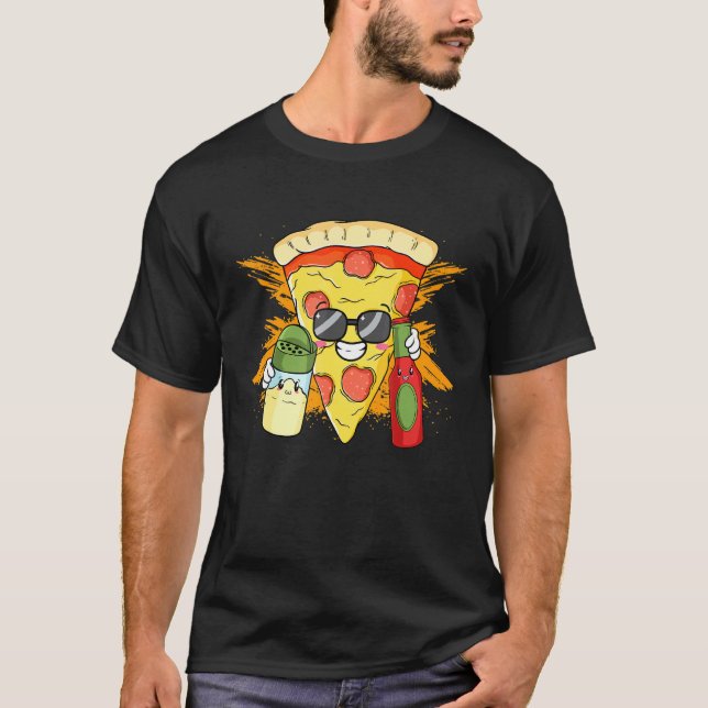 Salt Hot Sauce Pizza Sunglass Cheesy Hawaiian Toma T-Shirt (Front)