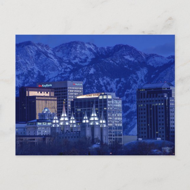 Salt Lake City Downtown Winter Skyline Postcard (Front)
