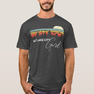 Salt Lake City Girl Retro Sunset City Skyline Souv T-Shirt