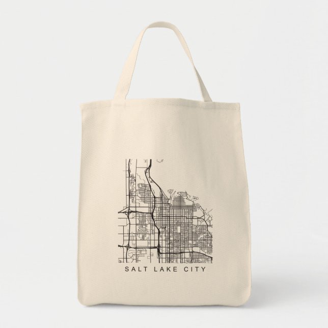 Salt Lake City Minimalist City Street Map Dark Tote Bag (Front)