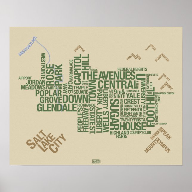 Salt Lake City Neighborhoods: Wasatch Green Poster (Front)