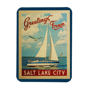 Salt Lake City Sailboat Vintage Travel Utah Magnet