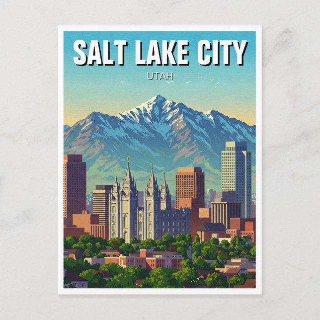 Salt Lake City Skyline Utah Postcard (Front)