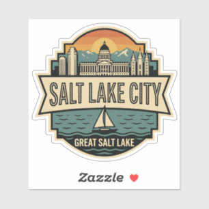Salt Lake City Skyline Utah Retro Badge
