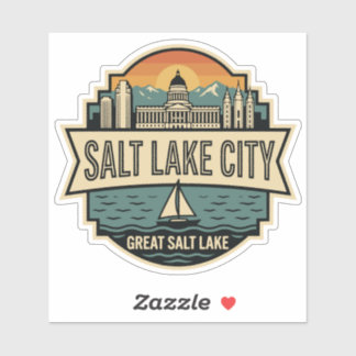 Salt Lake City Skyline Utah Retro Badge 