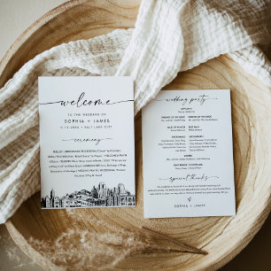 Salt Lake City Skyline Wedding Program 5x7 Card