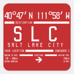 Salt Lake City SLC IATA Airport Code Square Sticker
