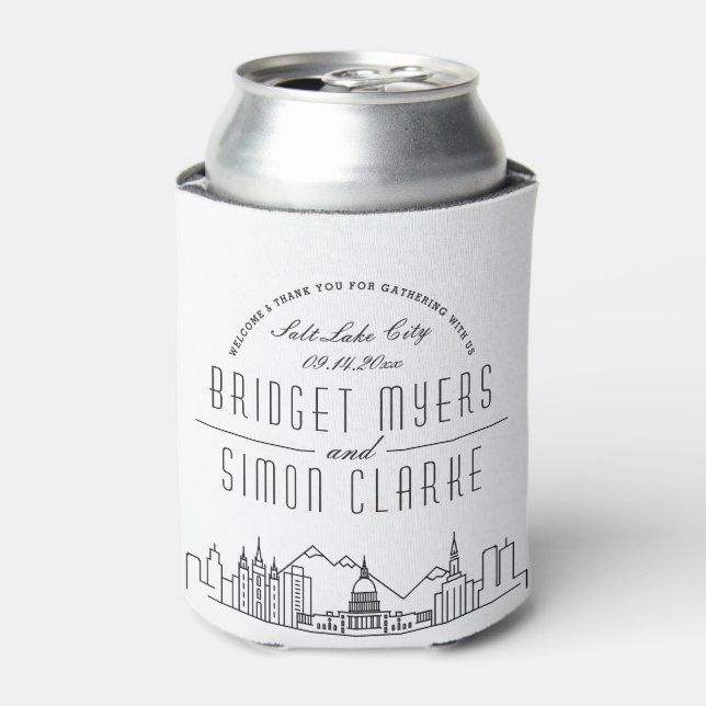 Salt Lake City Stylised | Wedding Can Cooler (Can Front)