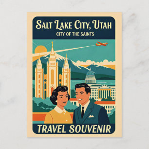 Salt Lake City Utah – 1950s Retro Travel  Postcard