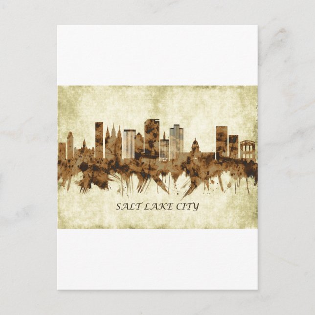 Salt Lake City Utah Cityscape Holiday Postcard (Front)