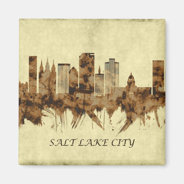 Salt Lake City Utah Cityscape Magnet (Front)