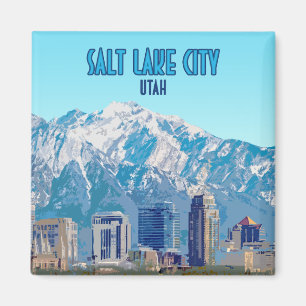 Salt Lake City Utah Downtown Vintage Magnet