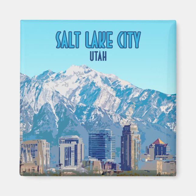 Salt Lake City Utah Downtown Vintage Magnet (Front)