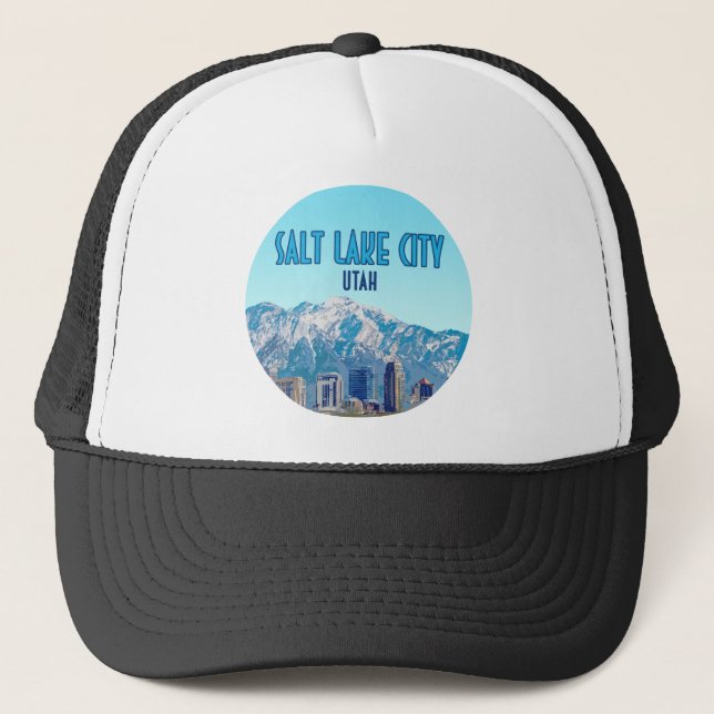 Salt Lake City Utah Downtown Vintage Trucker Hat (Front)
