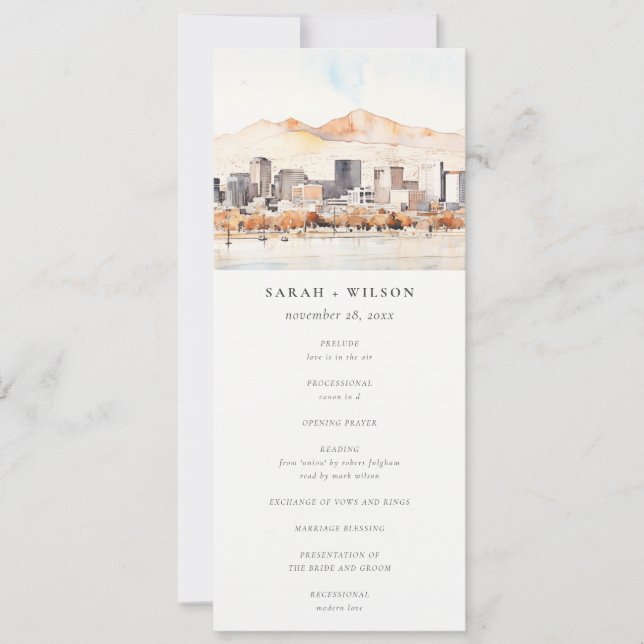 Salt Lake City, Utah Landscape Wedding Program Invitation (Front)