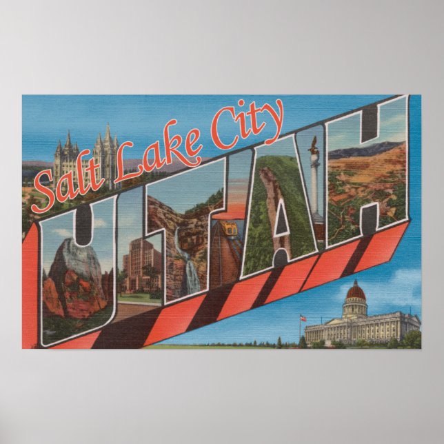Salt Lake City, Utah - Large Letter Scenes Poster (Front)