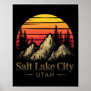 Salt Lake City Utah Mountain Hiking Souvenir Gift Poster