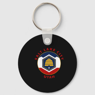 Salt Lake City Utah New Ut Flag Beehive Vacation S Key Ring