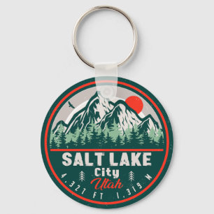 Salt Lake City Utah Retro Sunset Souvenirs 60s Key Ring