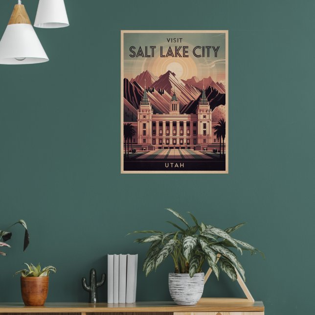 Salt Lake City Utah Retro Travel Poster (Living Room 1)