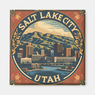 Salt Lake City Utah retro vintage Travel  Magnet
